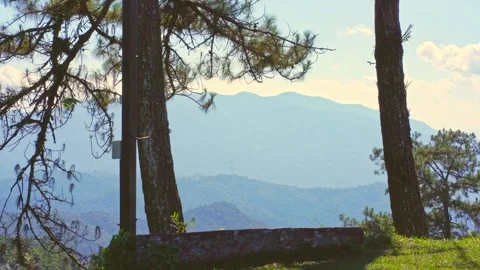 Moving of cloud and clear sky and layer of mountain Stock Footage 263949477