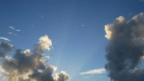 Moving cloud and sun beam light with blue sky  in sunny day Stock Footage 95805501