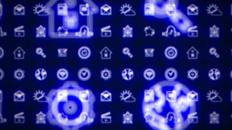 Moving cloud technology apps glowing blue neon Stock Footage 37192410