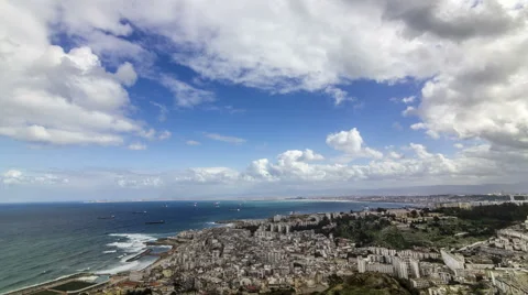 Moving clouds above Algiers city in 4k timelapse Stock Footage 50882225