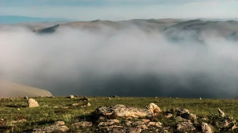 Moving clouds above a lake Baikal Stock Footage 68832459