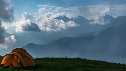 Moving Clouds Above Tent Day Time Lapse Stock-Footage 91629639