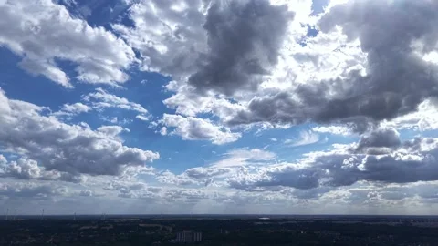 Moving Clouds Across Blue Sky Over Bremen Cityscape, Germany Stock Footage 341696072