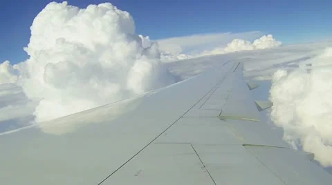 Moving clouds, airplain in the sky Stock Footage 22227080