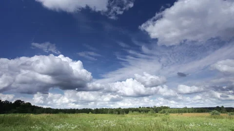 Moving clouds and meadow Timelapse Video stock 89534647