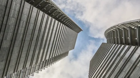 Moving clouds and Modern building time lapse Video stock 72459629