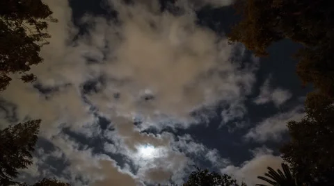 Moving Clouds and Moon at Night Stock Footage 67513114