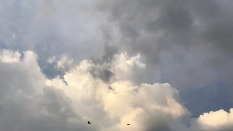 Moving clouds with birds Stock Footage 111924838