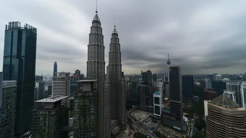  moving clouds during dusk over Kuala Lumpur skyline Stock Footage 107122872