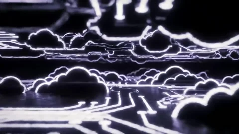 Moving Clouds with Glowing Lightnings Abstract Background Stock Footage 313324258