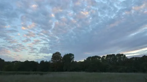 Moving clouds, Karower Teiche Nature Reserve, Berlin, Germany Stock Footage 13417221