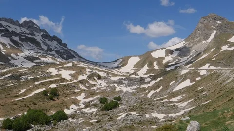 Moving clouds in the mountains with snow, Durmitor National Park, timelapse Vídeo Stock 95081770