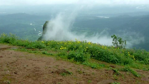 Moving Clouds in the mountains, Tranquil scene, Lonavala Mahabaleshwar India Stock Footage 107034726