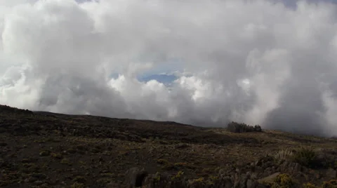 Moving Clouds with Ocean View Halekala National Park Stock Footage 33624719