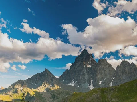 Moving clouds over the Alps in summer, Italy. Time lapse. Stock Footage 78152364