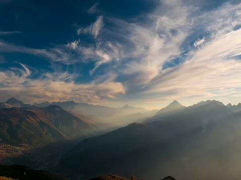 Moving clouds over the Alps in summer, Italy. Time lapse. Stock Footage 81230984