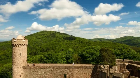 Moving clouds over castle Auerbach Vídeo Stock 75761849