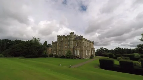 Moving clouds over castle Stock Footage 153592584