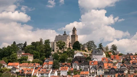 Moving clouds over the city of Kronberg Видео 135873437