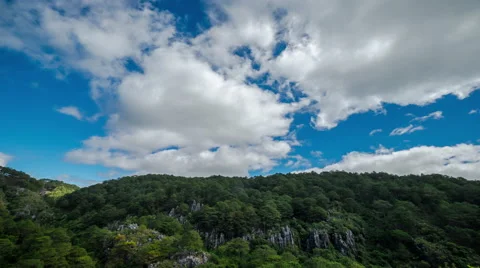 Moving clouds over forest at mountains Video stock 46694373