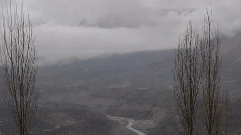Moving Clouds over the Hunza and surrounding mountains Stock Footage 114922853