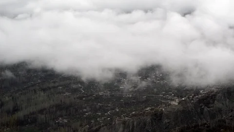 Moving Clouds over the Hunza and surrounding mountains Stock Footage 115062890