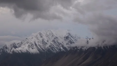 Moving Clouds over the Hunza and surrounding mountains Stock Footage 115095693