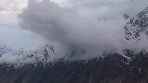 Moving Clouds over the Hunza and surrounding mountains Stock Footage 115095724
