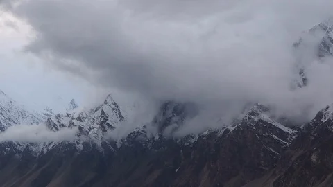 Moving Clouds over the Hunza and surrounding mountains Stock Footage 115095754