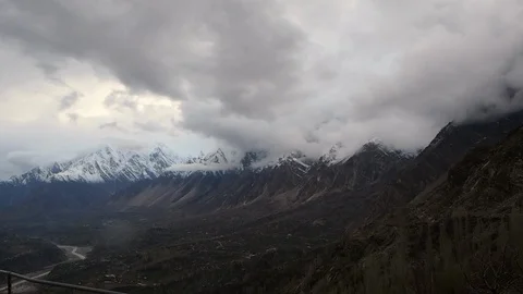 Moving Clouds over the Hunza and surrounding mountains Stock Footage 115095815