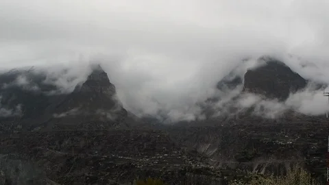 Moving Clouds over the Hunza and surrounding mountains Stock Footage 115302565