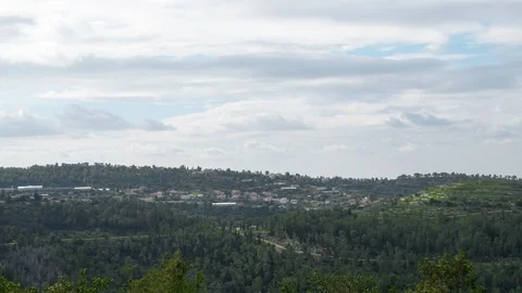 Moving clouds over an israeli mountain landscape. Timelapse. 스톡 동영상 99367873