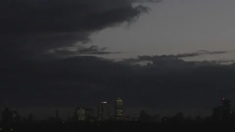 Moving clouds over London night-time Time-Lapse HD Stock Footage 131157542
