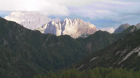 Moving Clouds Over Mountain Range Stock Footage 36052623
