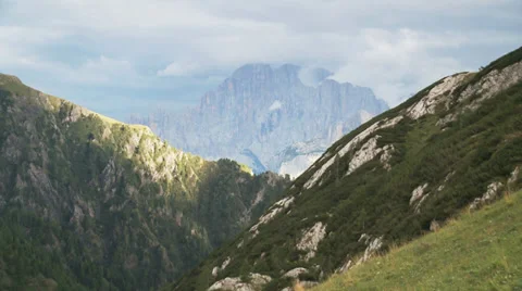 Moving Clouds Over Mountain Range Stock Footage 36053116