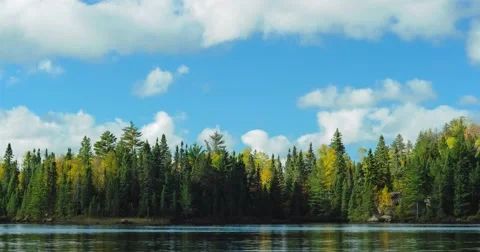 Moving Clouds Over a Peaceful Lake Stock Footage 60422326