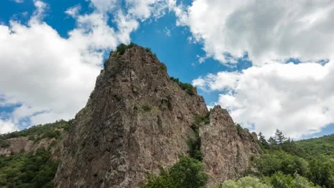 Moving clouds over the Rheingrafenstein mountain Видео 156664692