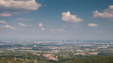 Moving clouds over the Rhine Main Valley Видео 150252484