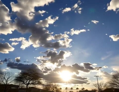 Moving Clouds &amp; Sky with the Sun Stock Footage 319876755