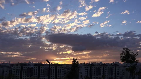 Moving clouds at sunset over the city, Turkey Stock Footage 140631995