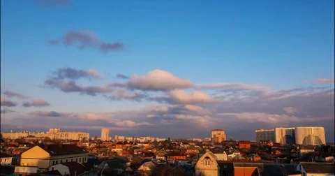Moving clouds at sunset, shot during interval shooting Stock Footage 74541895