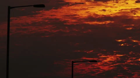 Moving Clouds at Sunset in Time Lapse Stock Footage 50121626