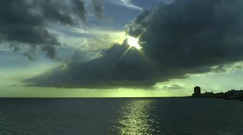 Moving clouds timelapse curacao harbor Stock Footage 12392384