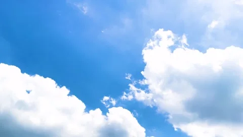 Moving Clouds, White Fluffy Clouds On Blue Sky With Birds Flying At The Temple Stock Footage 309508909