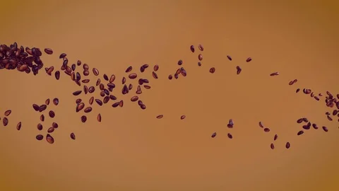 Moving Coffee Beans In Air On Light Brown Background 4K (Alpha Channel) 動画素材 95641310