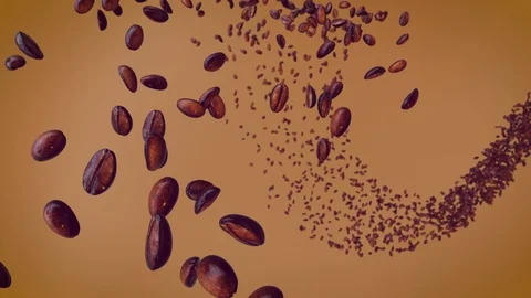 Moving Coffee Beans In Air On Light Brown Background 4K (Alpha Channel) 스톡 동영상 95641351