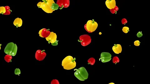 Moving colorful capsicums motion graphics with plain black background Vídeos de archivo 340899035