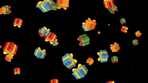 Moving colorful gift boxes motion graphics with plain black background Stock Footage 328137389