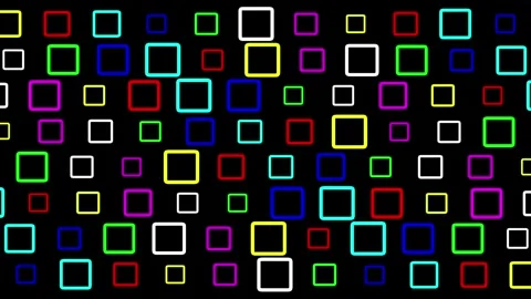 Moving colorful squares shapes pattern on plain black background Stock Footage 311263388