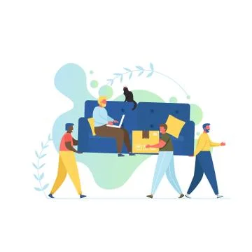 Moving company services, vector flat style design illustration Stock Illustration
